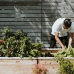 Vegetable Gardening - man in white t-shirt and white pants sitting on brown wooden bench