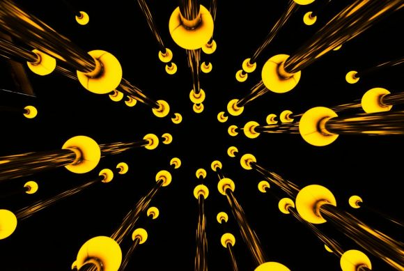 Light Garden - a black and yellow photo of a bunch of lights