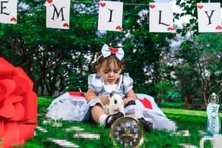 Garden Theme - A Little Girl Posing in an Alice in Wonderland Themed Photoshoot