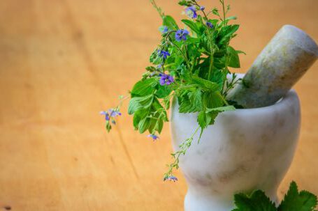 Herbs - Purple Petaled Flowers in Mortar and Pestle